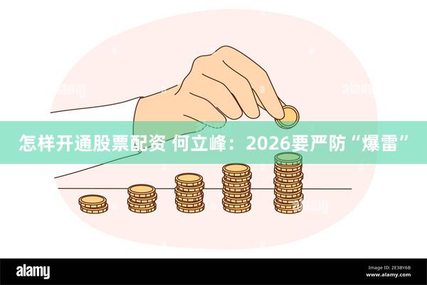 怎样开通股票配资 何立峰:2026要严防“爆雷”